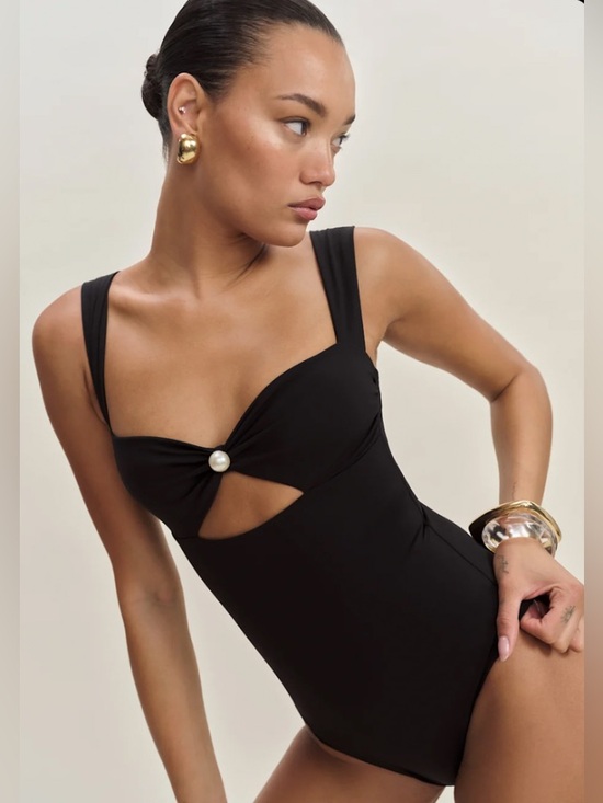 Reformation Other - NWT Reformation Valera Black One-Piece Swimsuit with Pearl Accent